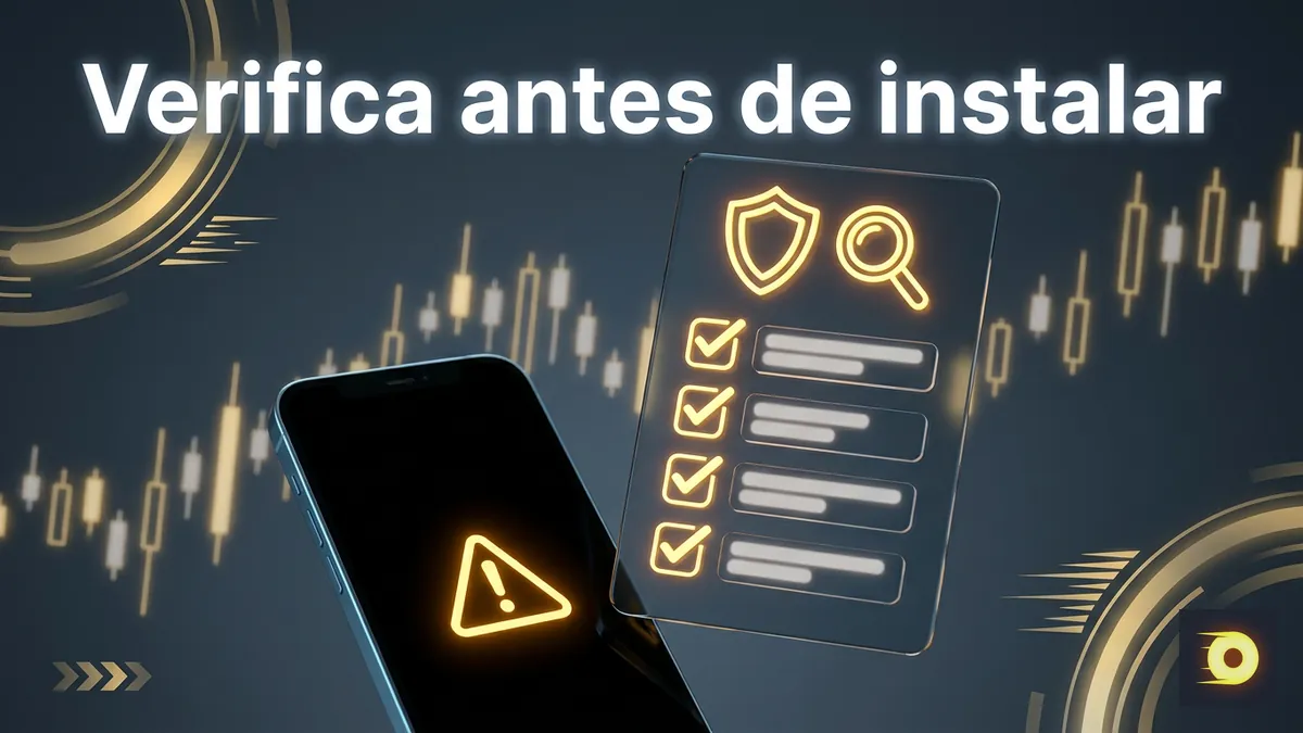 Tarjeta de verificación con lista de chequeo antes de instalar un supuesto APK de Rollbit en el celular