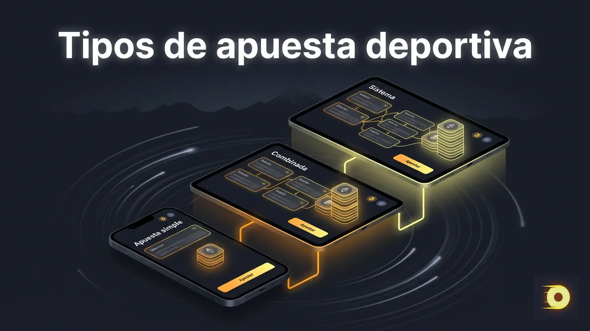Escalera de pantallas con tipos de apuesta Single, Combo y Sistema en Rollbit, estilo cripto oscuro