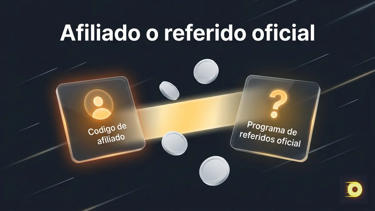 Comparación visual entre un código de afiliado externo y el programa de referidos oficial de Rollbit en Chile