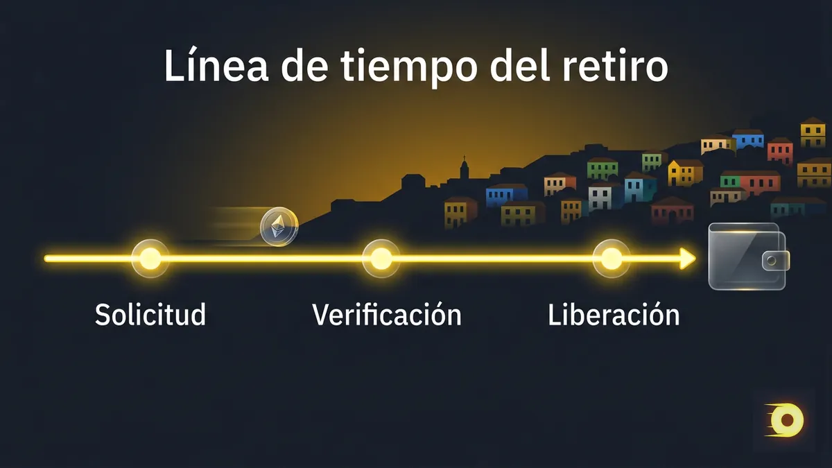 Línea de tiempo del proceso de retiro de criptomonedas en Rollbit Chile