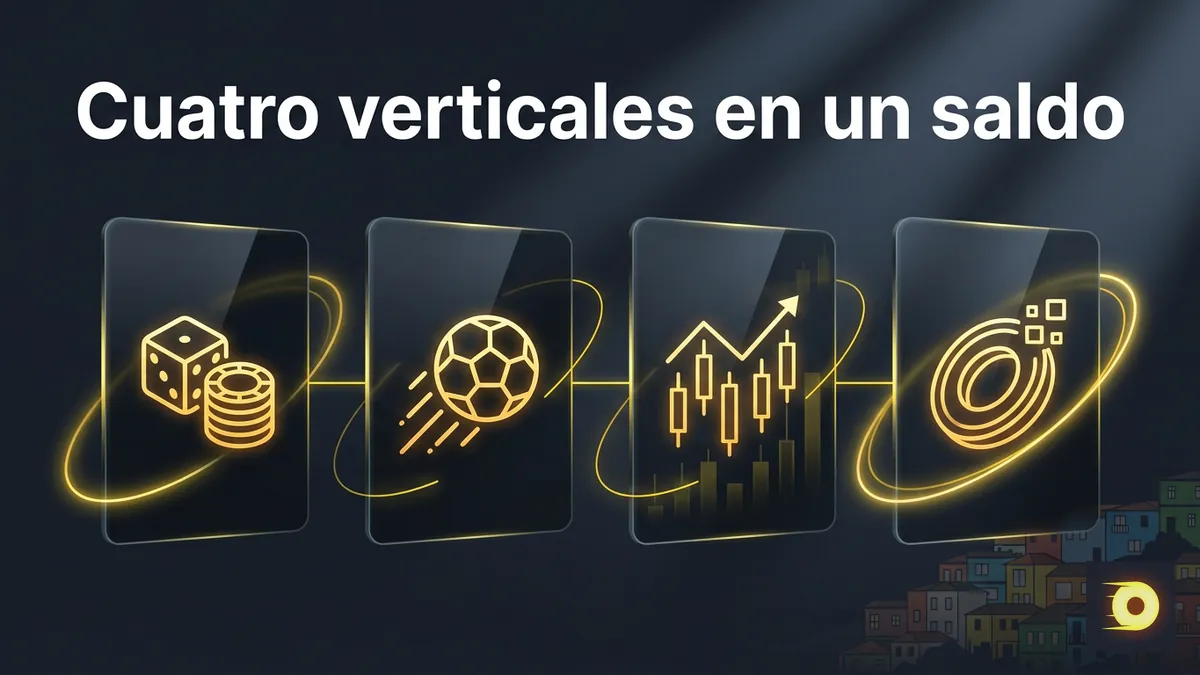 Cuatro tarjetas que representan casino, apuestas, trading y token RLB de Rollbit Chile