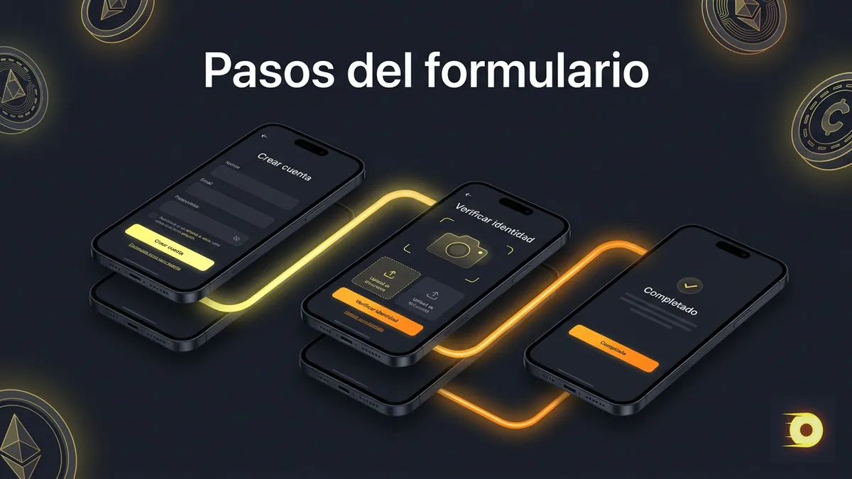 Secuencia de pantallas que muestra los pasos del formulario de registro en Rollbit Chile